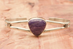 Genuine Charoite Sterling Silver Native American Bracelet